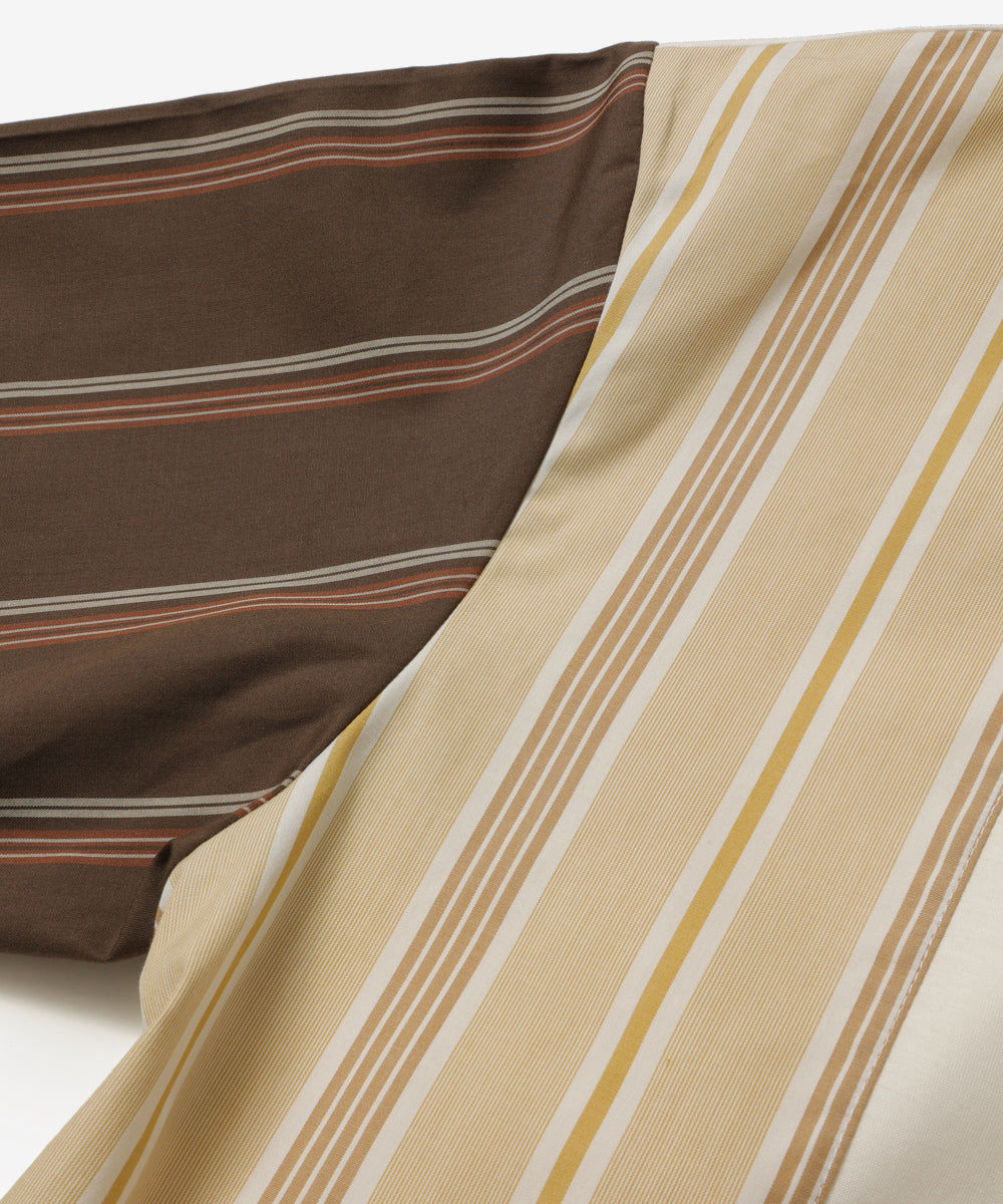 MIX MATERIAL / MULTI STRIPE HYBRID T-SHIRT