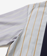MIX MATERIAL / MULTI STRIPE HYBRID SHIRT