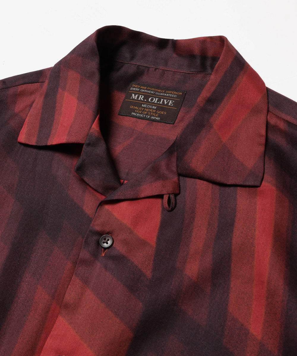 【予約商品】ABSTRACT CHECK / SHORT/S OPEN COLLAR SHIRT/ M261130