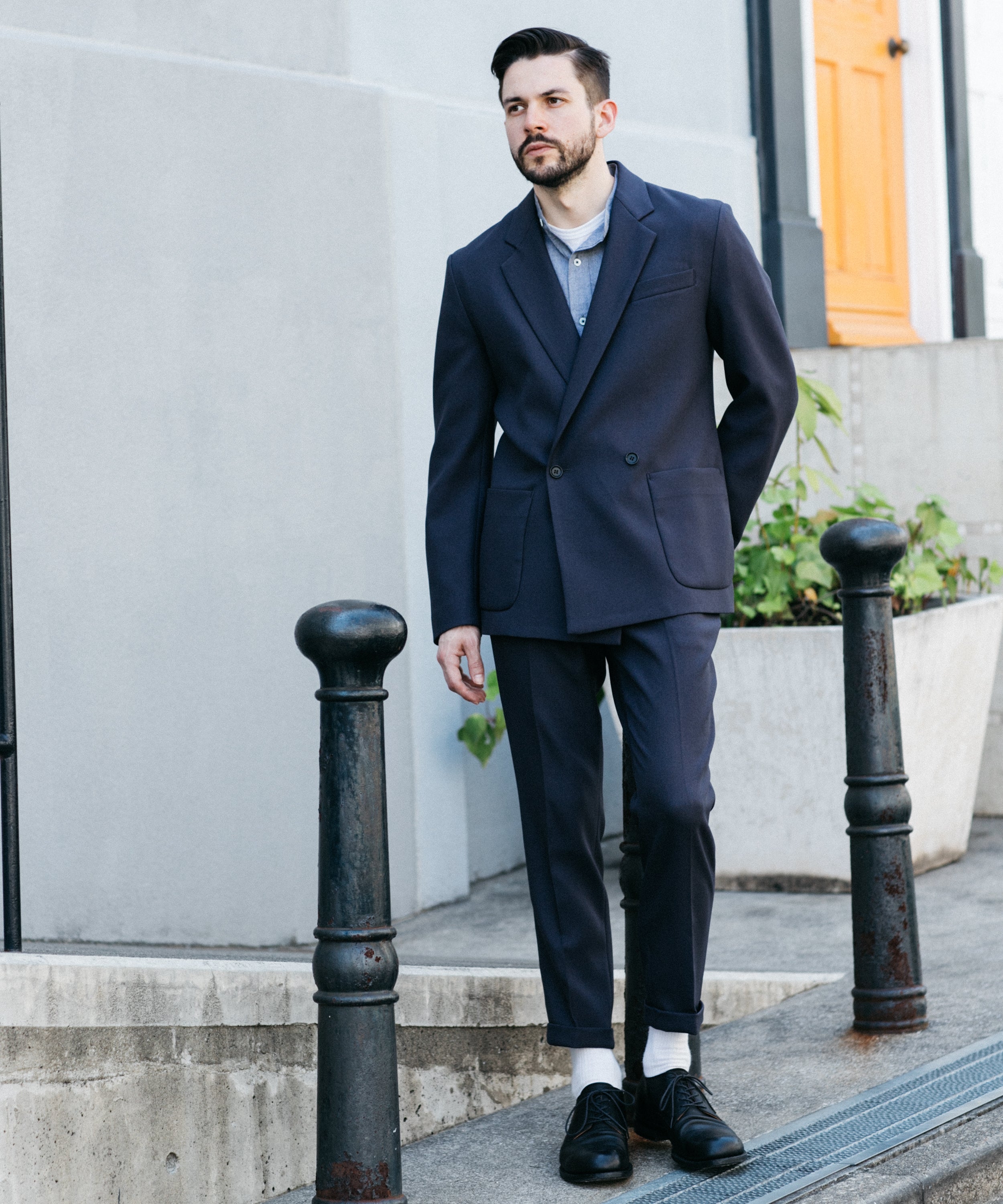 MR.OLIVE / RETRO POLYESTER TWILL / 2B DOUBLE BREASTED JACKET – MR