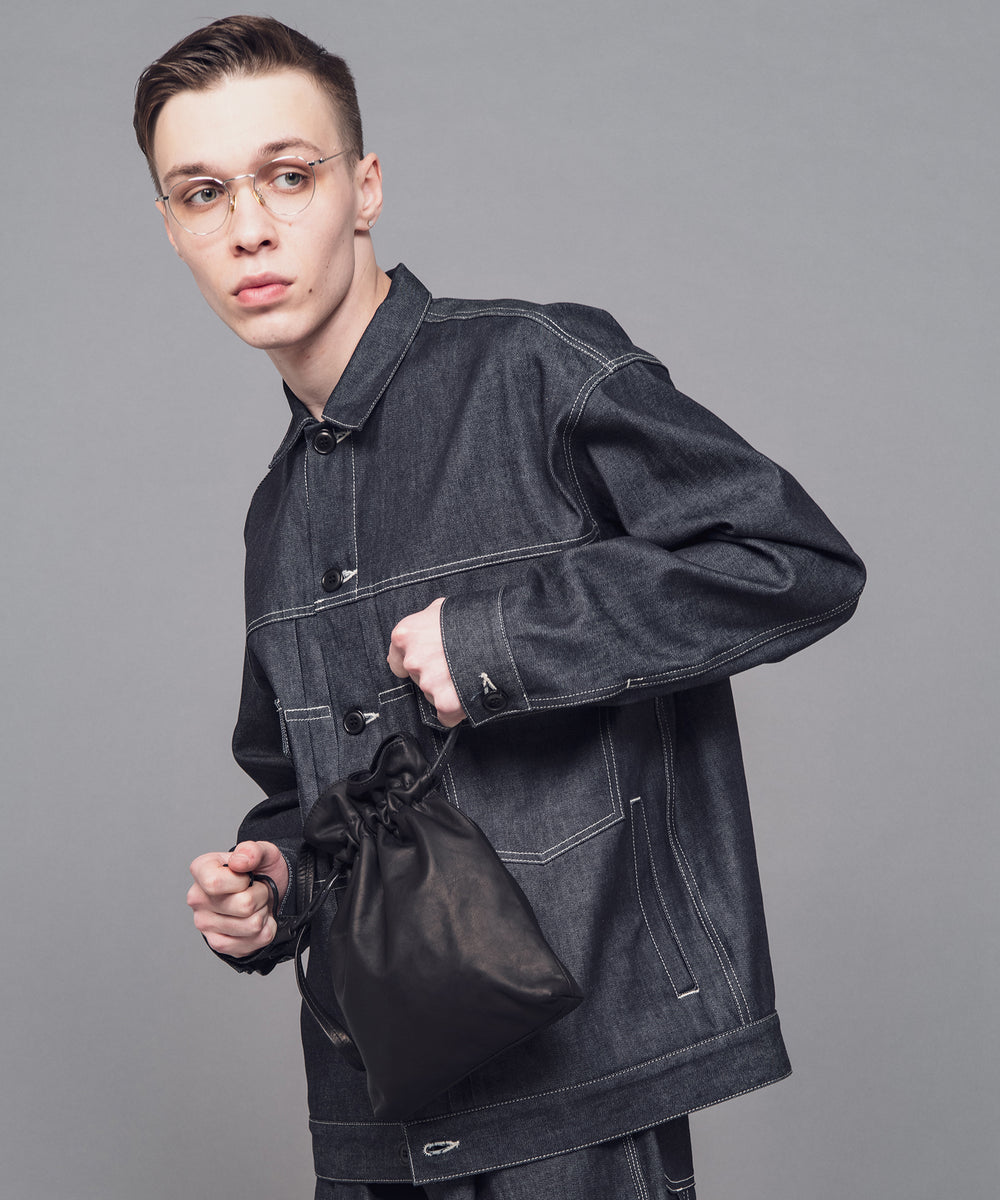 IMPERMA-LEATHER / WATER PROOF LIGHT LEATHER / DRAWSTRING BAG / ME698