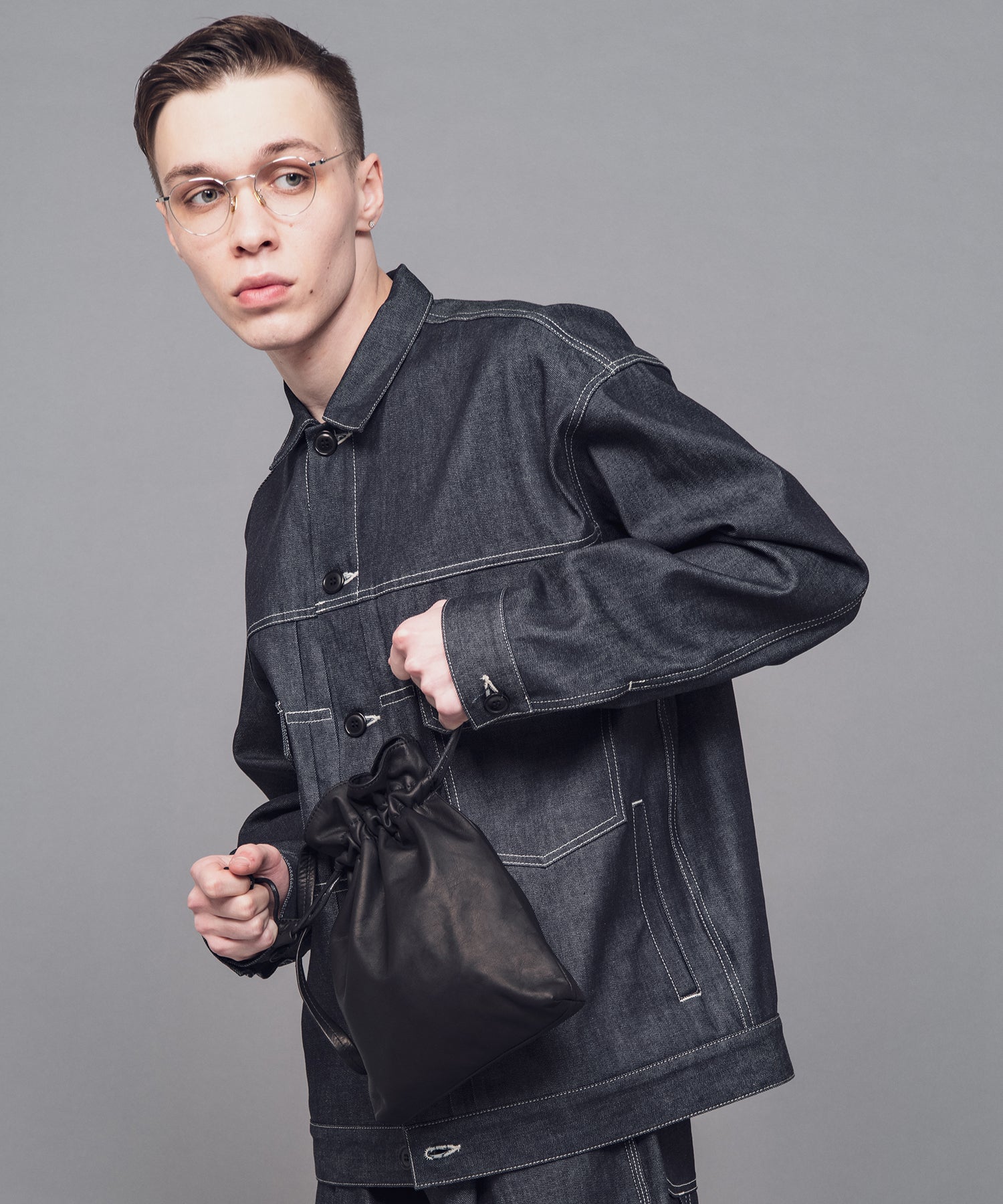IMPERMA-LEATHER / WATER PROOF LIGHT LEATHER / DRAWSTRING BAG / ME698