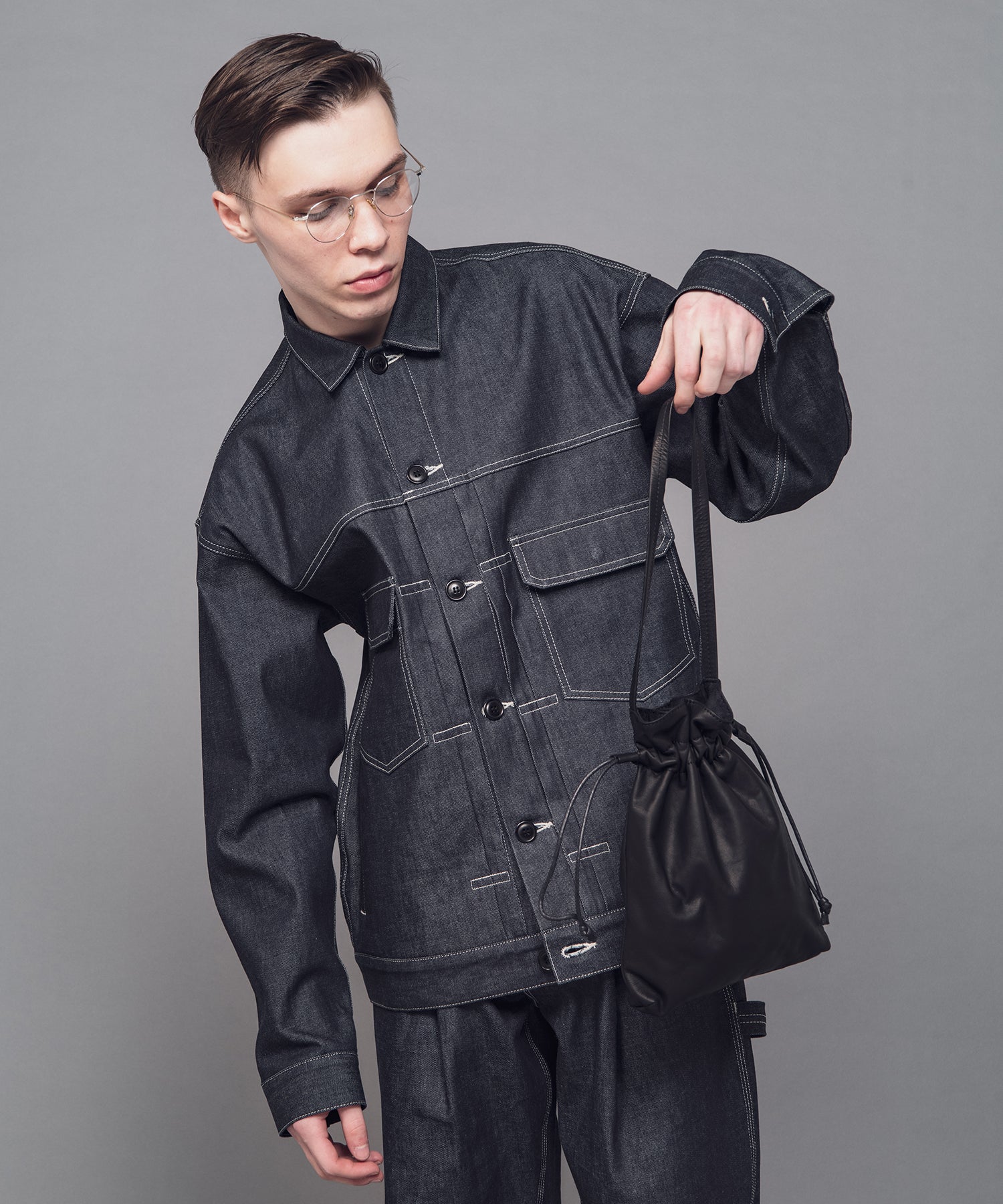 231【新品】MR.OLIVEWATERPROOFWASHABLELEATHER IMPERMA-LEATHER / WATER PROOF LIGHT LEATHER / DRAWSTRING BAG