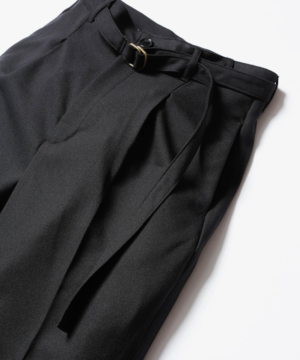 MR.OLIVE / RETRO POLYESTER TWILL / BELTED WIDE TAPERED PANTS / M-19101