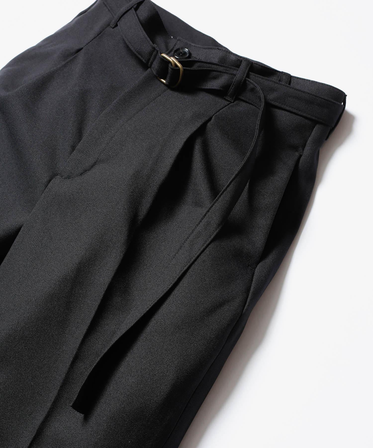 MR.OLIVE / RETRO POLYESTER TWILL / BELTED WIDE TAPERED PANTS / M-19101