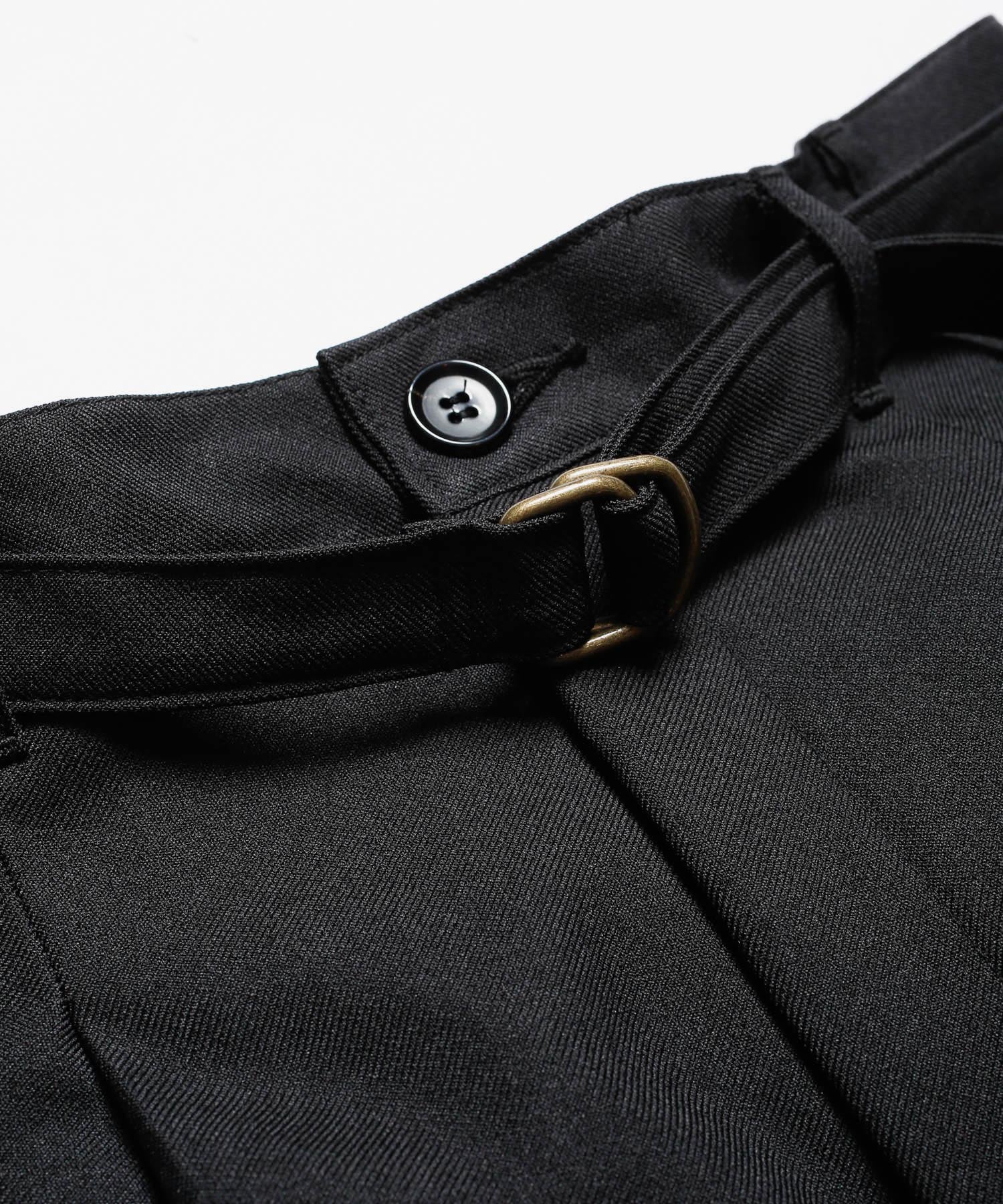 MR.OLIVE / RETRO POLYESTER TWILL / BELTED WIDE TAPERED PANTS / M