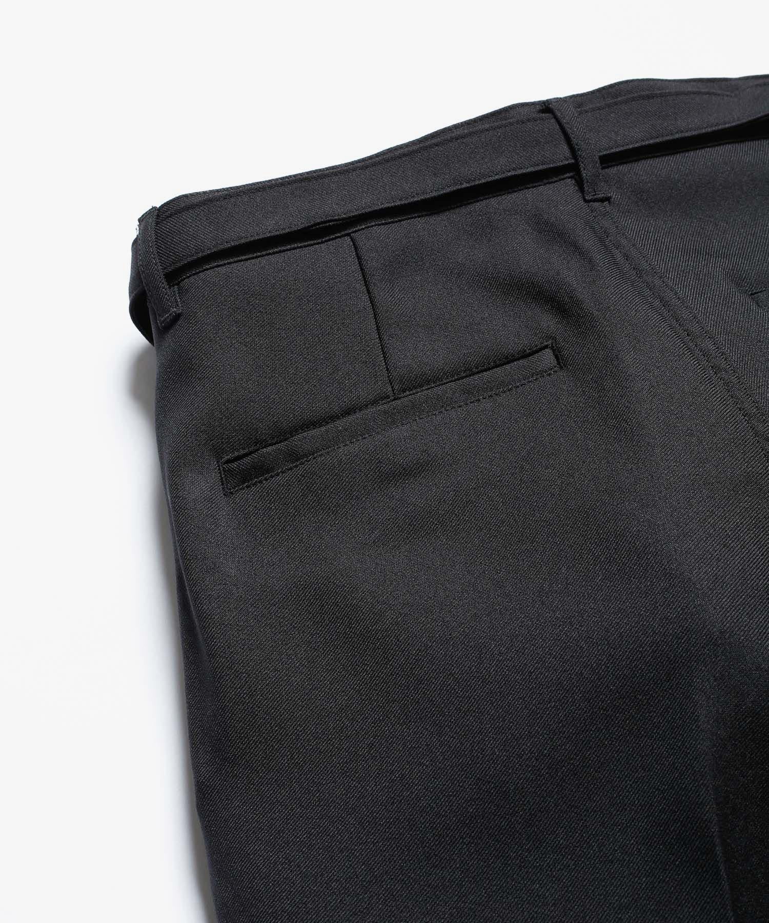 MR.OLIVE / RETRO POLYESTER TWILL / BELTED WIDE TAPERED PANTS / M-19101