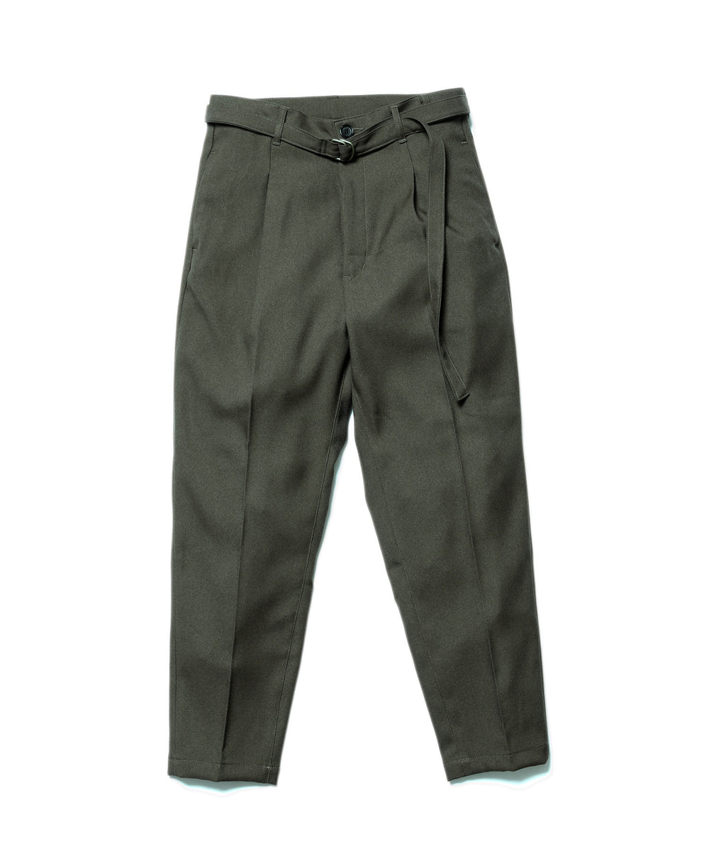 MR.OLIVE / RETRO POLYESTER TWILL / BELTED WIDE TAPERED PANTS / M-19101