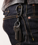 POLISHED STEER LEATHER / BRASS SHOE HORN KEY RING / ME361