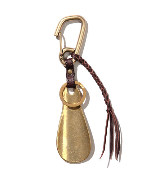 POLISHED STEER LEATHER / BRASS SHOE HORN KEY RING / ME361