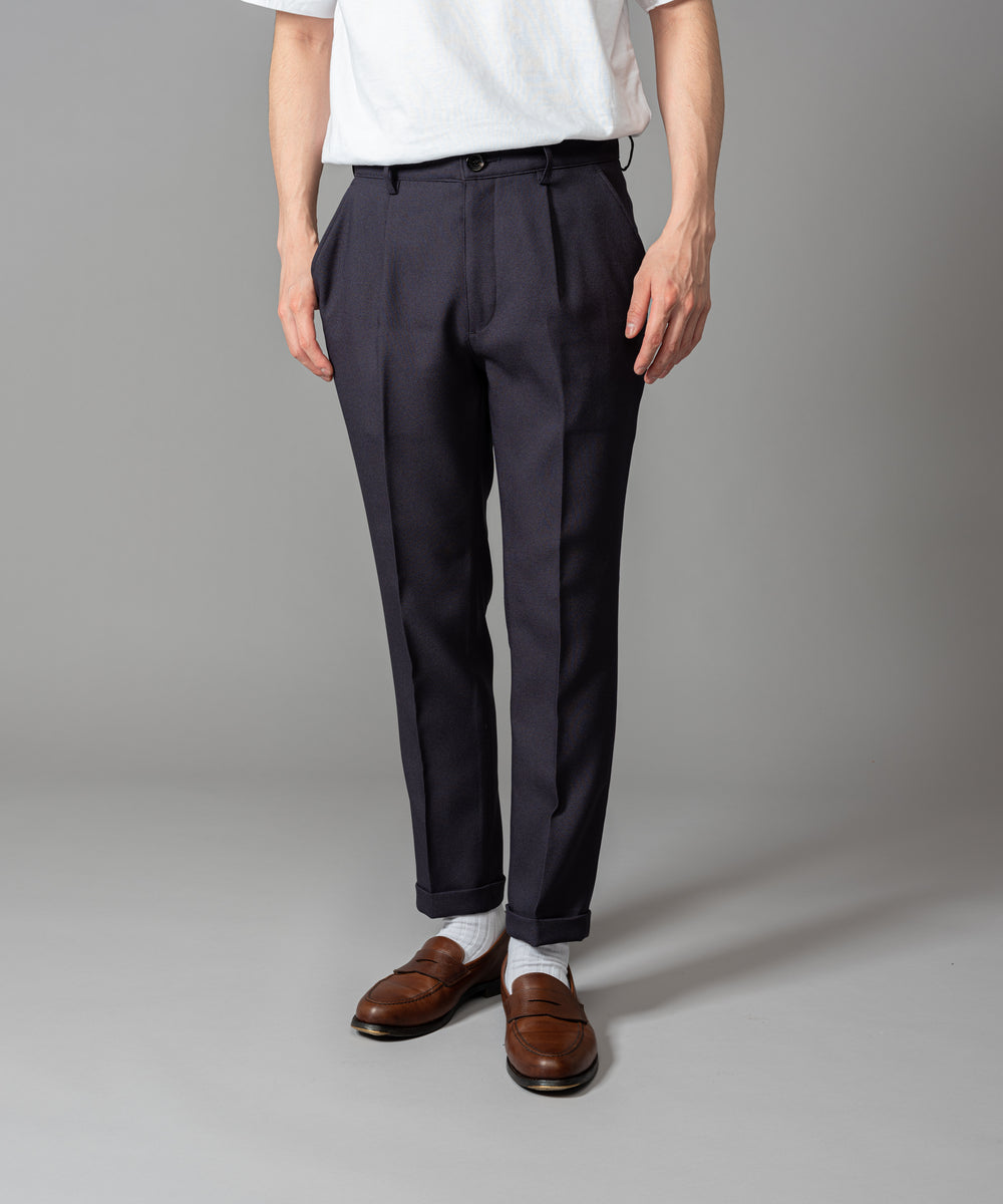 MR.OLIVE / RETORO POLYESTER TWILL / EASY ONE PLEATS STA-PREST TAPERED PANTS / M-222120