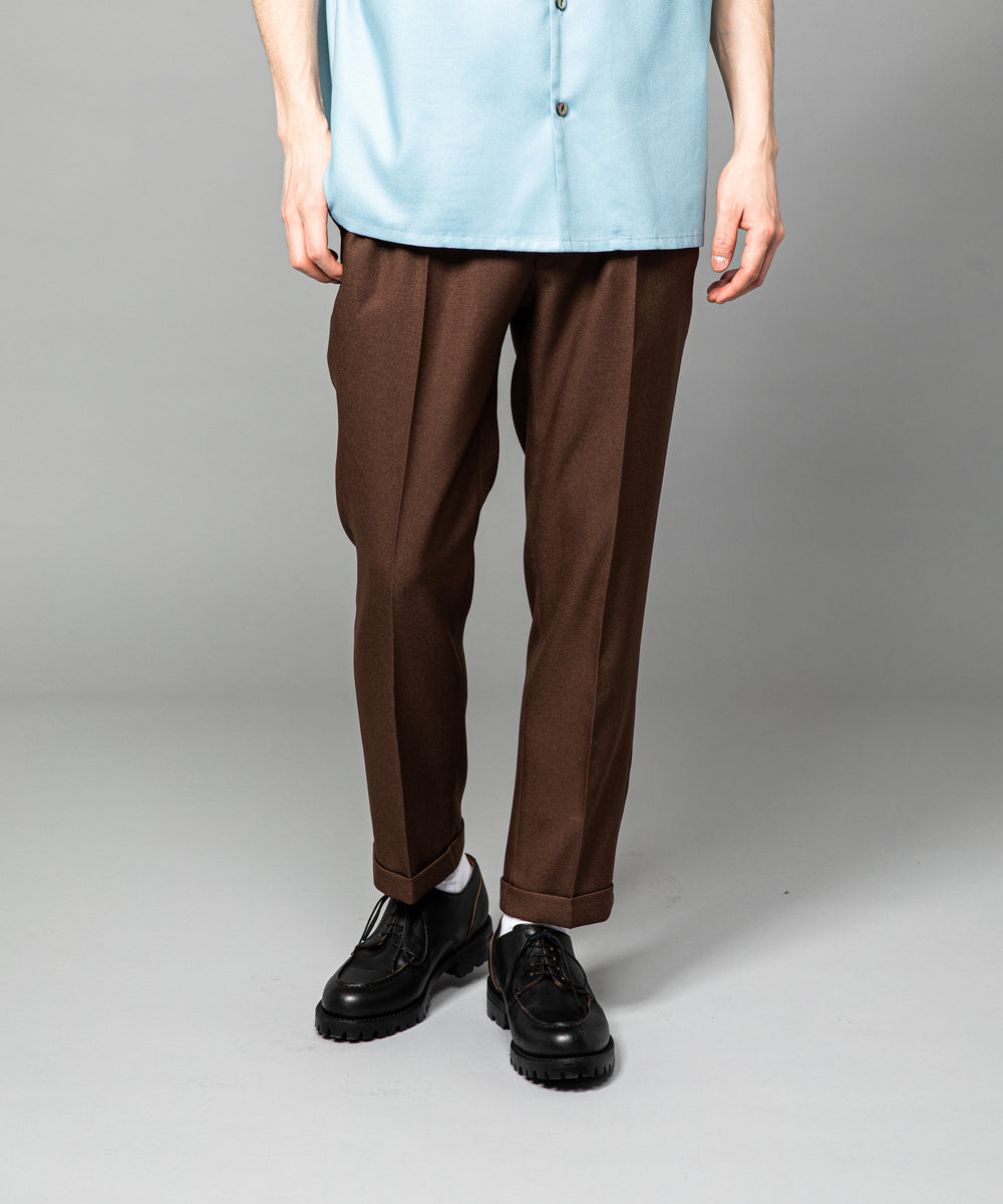 MR.OLIVE / RETORO POLYESTER TWILL / EASY ONE PLEATS STA-PREST TAPERED PANTS / M-222120