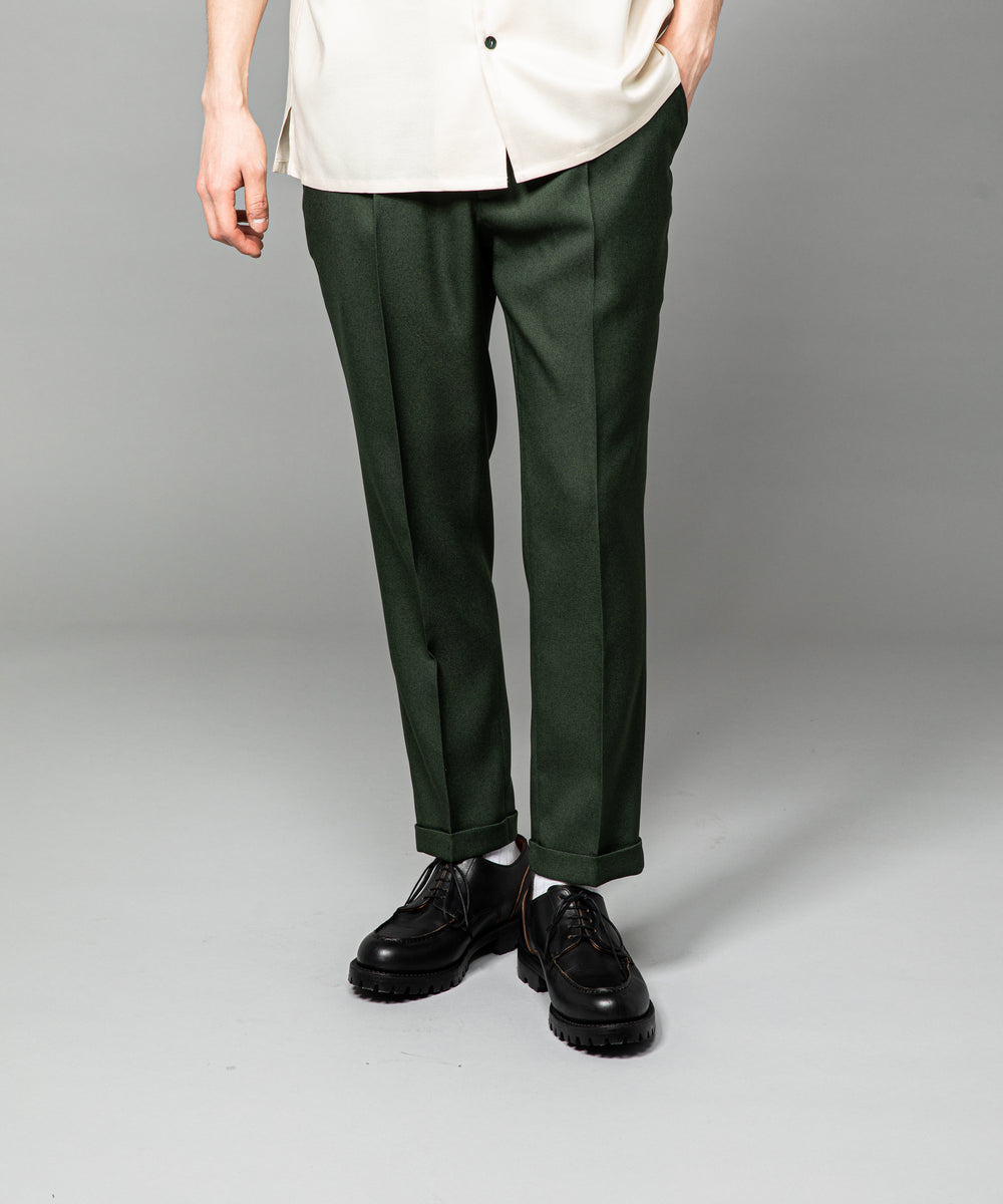 MR.OLIVE / RETORO POLYESTER TWILL / EASY ONE PLEATS STA-PREST TAPERED PANTS / M-222120