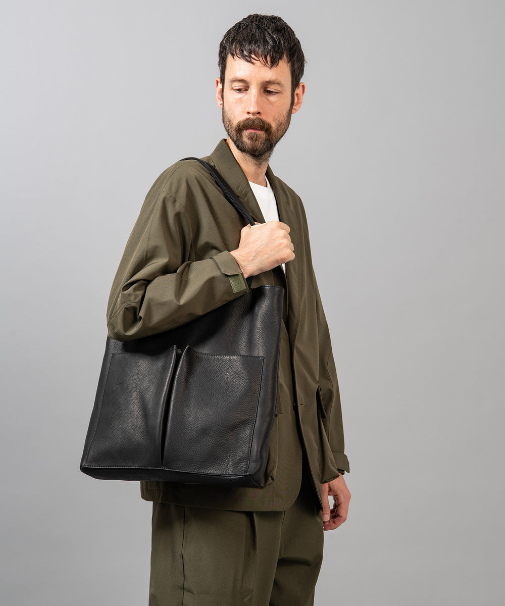 IMPERMA-LEATHER / GUSSET POCKET TOTE BAG / ME651