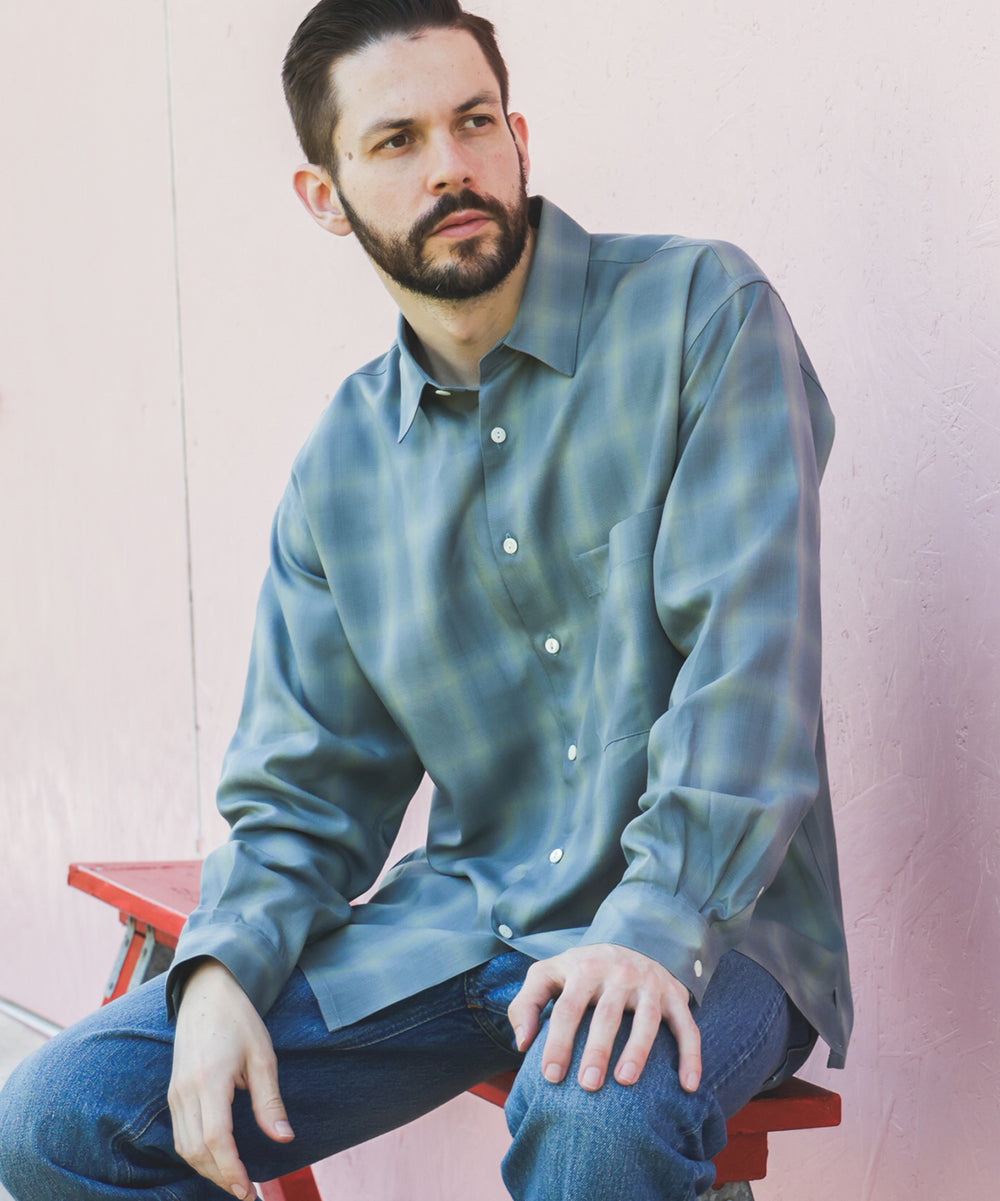 TENCEL CHECK / SQUARE REGULAR COLLAR SHIRT / M253102