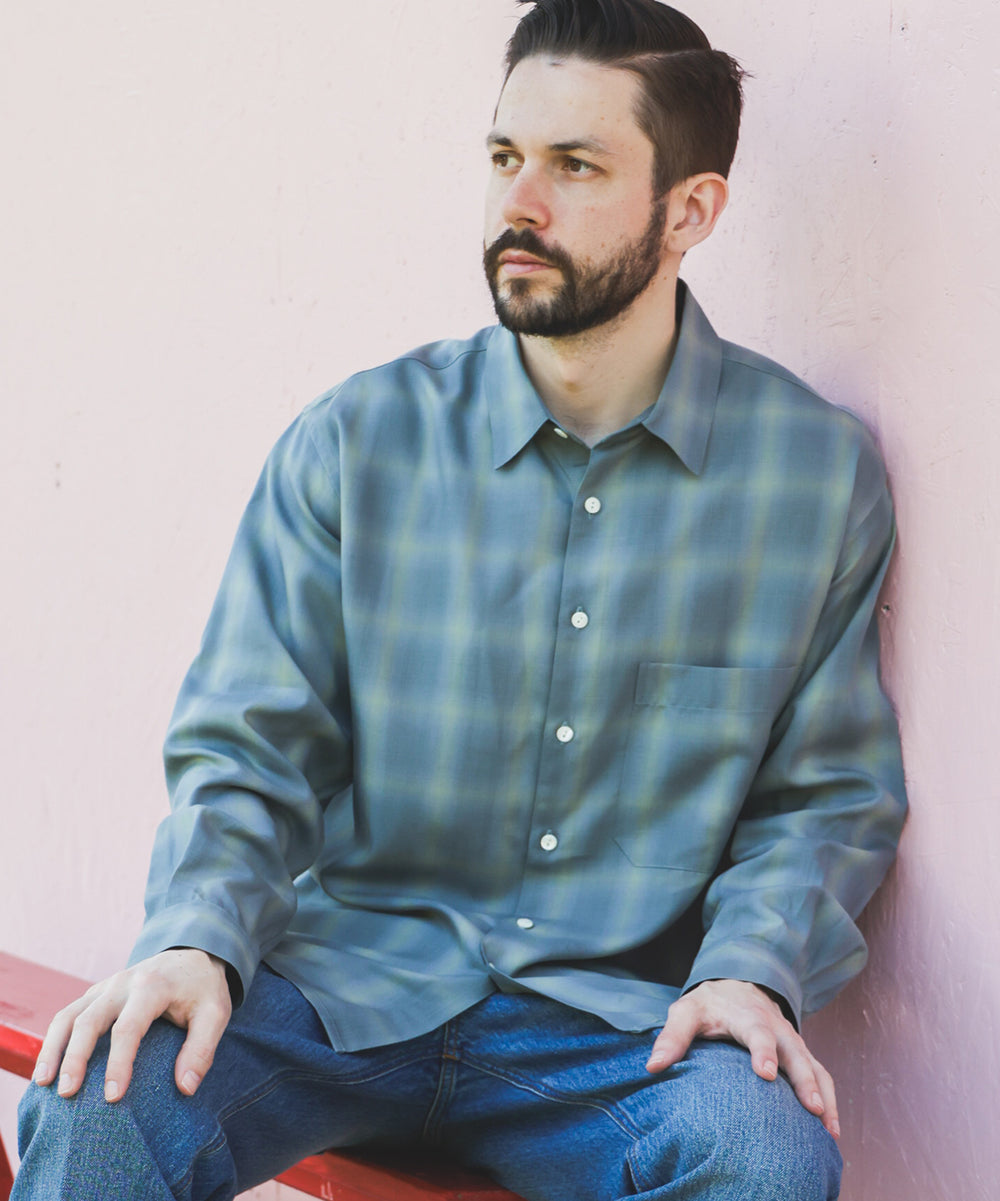 TENCEL CHECK / SQUARE REGULAR COLLAR SHIRT / M253102