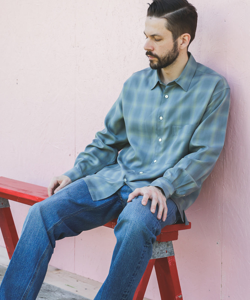 TENCEL CHECK / SQUARE REGULAR COLLAR SHIRT / M253102