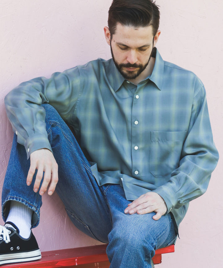 TENCEL CHECK / SQUARE REGULAR COLLAR SHIRT / M253102