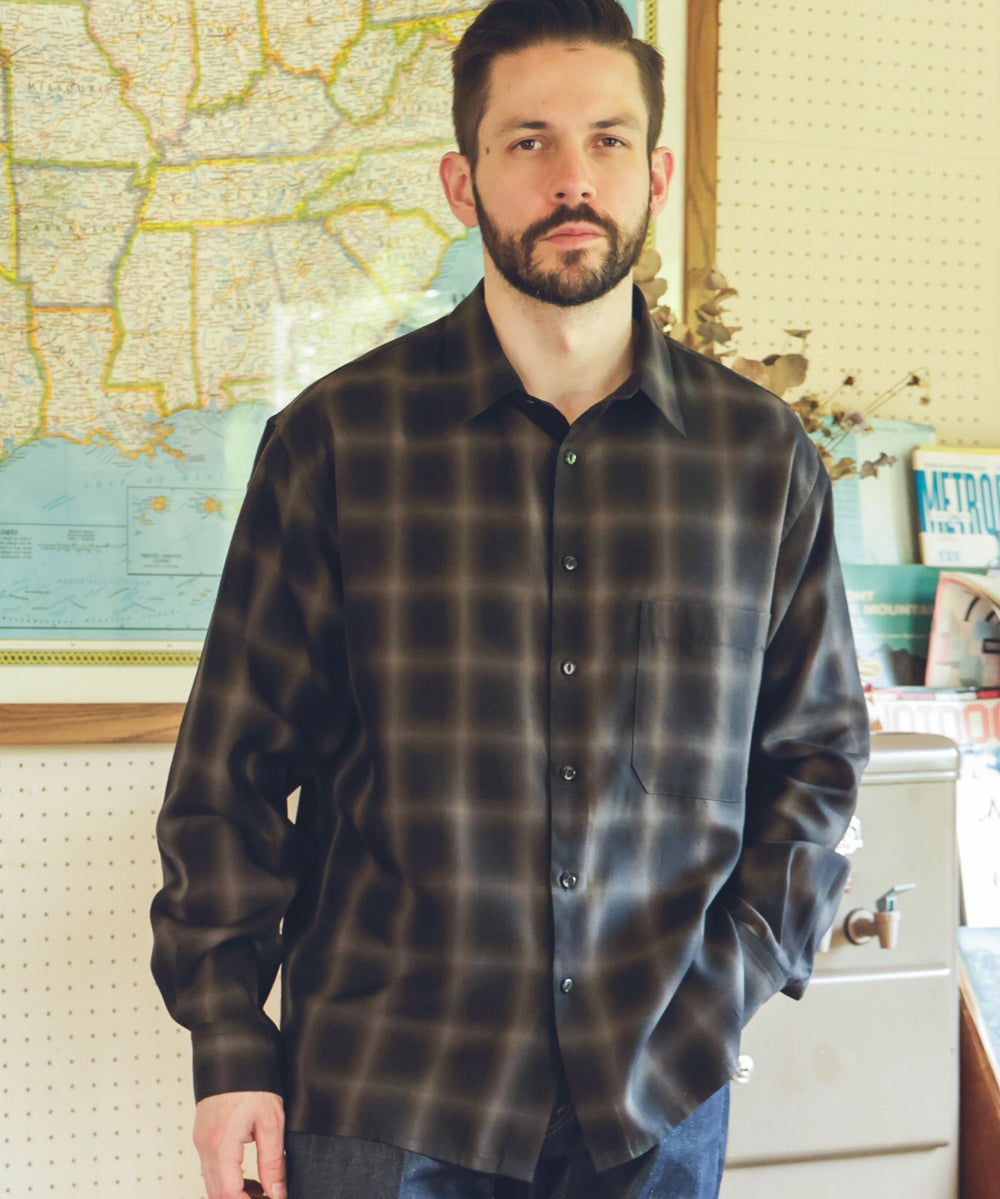 TENCEL CHECK / SQUARE REGULAR COLLAR SHIRT / M253102