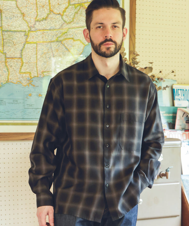 TENCEL CHECK / SQUARE REGULAR COLLAR SHIRT / M253102
