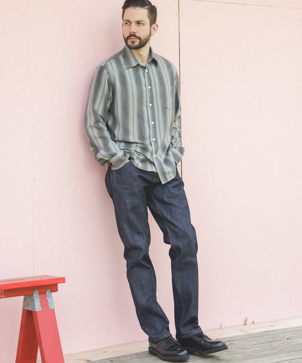 VINTAGE RAYON STRIPE / REGULAR COLLAR SHIRT / M253103