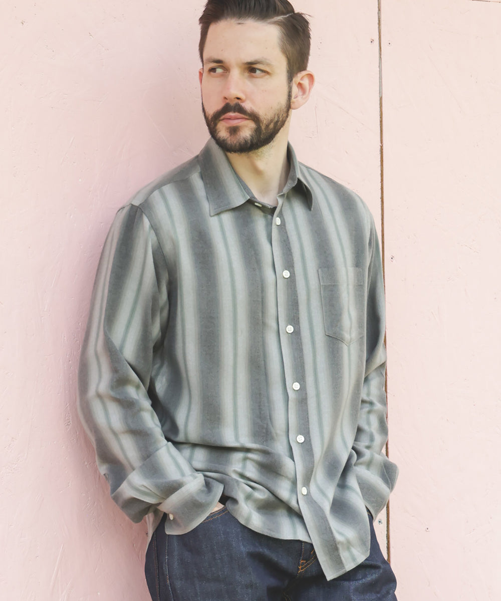 VINTAGE RAYON STRIPE / REGULAR COLLAR SHIRT / M253103