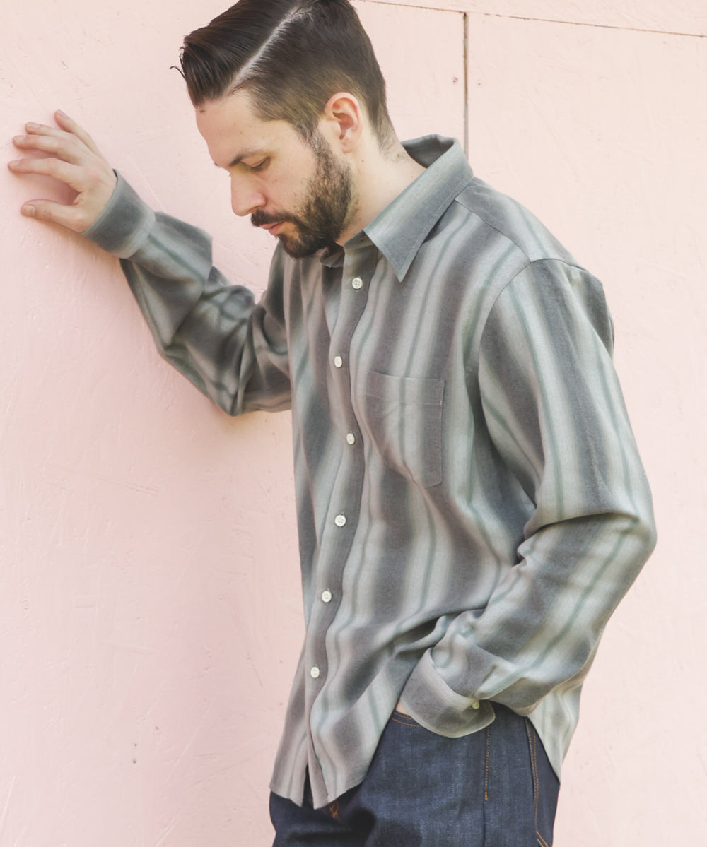 VINTAGE RAYON STRIPE / REGULAR COLLAR SHIRT / M253103