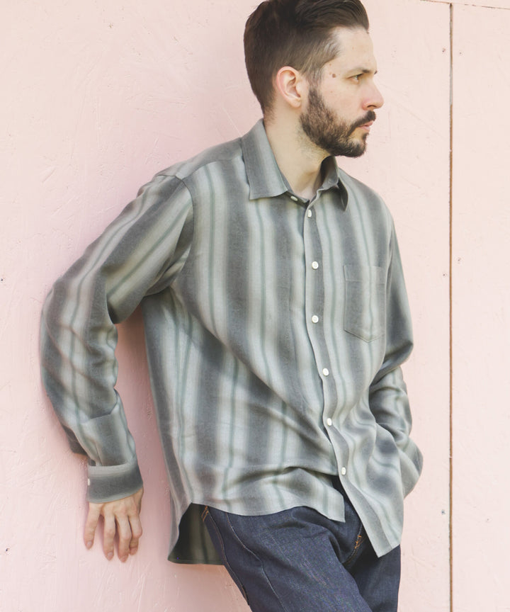 VINTAGE RAYON STRIPE / REGULAR COLLAR SHIRT / M253103