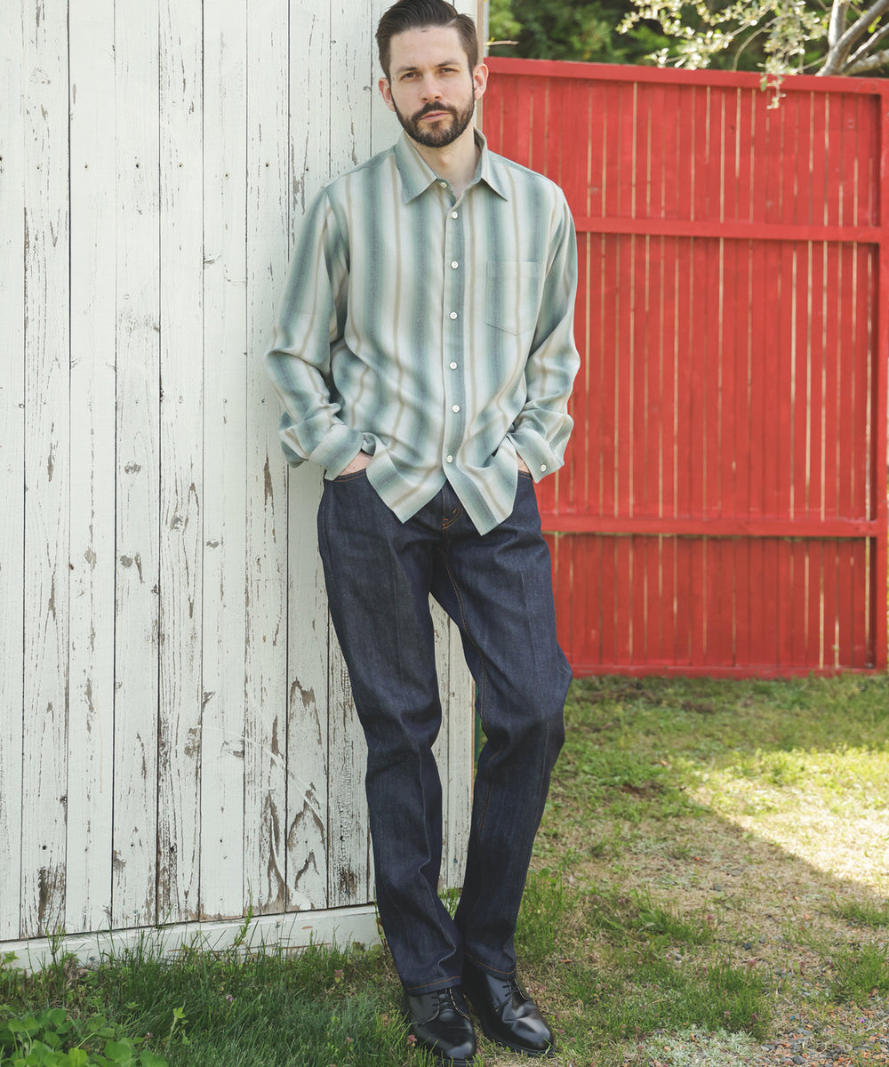 VINTAGE RAYON STRIPE / REGULAR COLLAR SHIRT / M253103