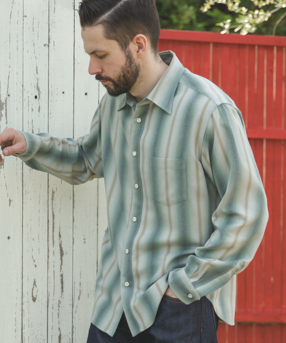 VINTAGE RAYON STRIPE / REGULAR COLLAR SHIRT / M253103