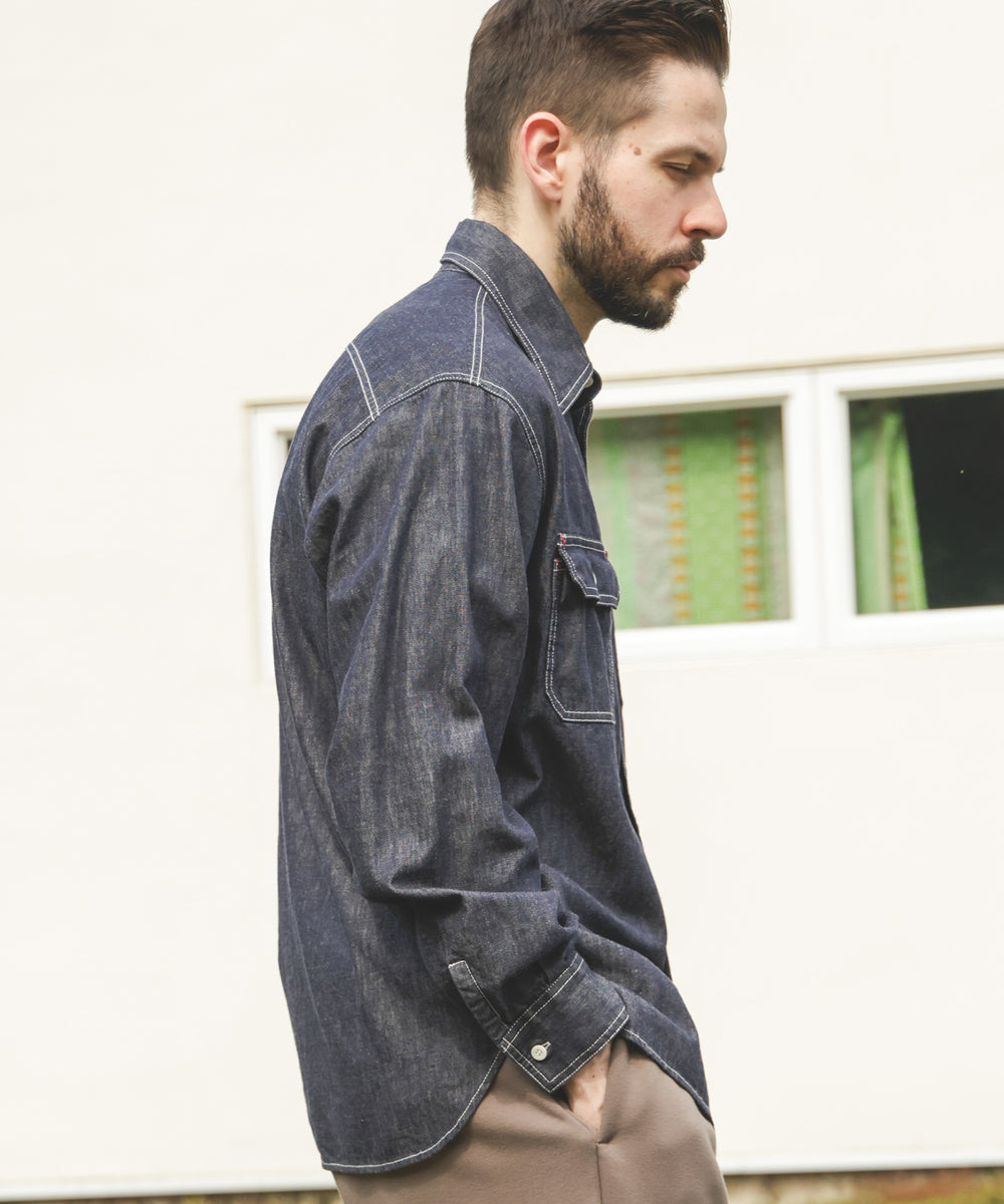 6oz DENIM / RINSE WASH SERVICEMAN SHIRT / M253104
