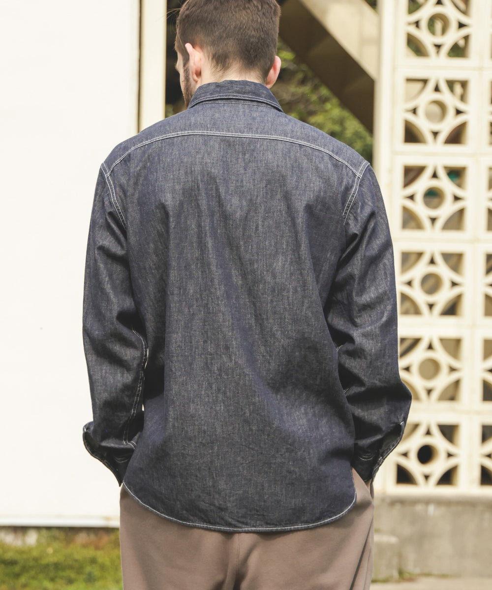 6oz DENIM / RINSE WASH SERVICEMAN SHIRT / M253104
