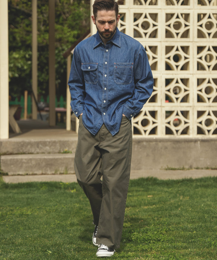 6oz DENIM / BLEACH WASH SERVICEMAN SHIRT / M253105