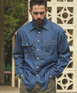 6oz DENIM / BLEACH WASH SERVICEMAN SHIRT / M253105