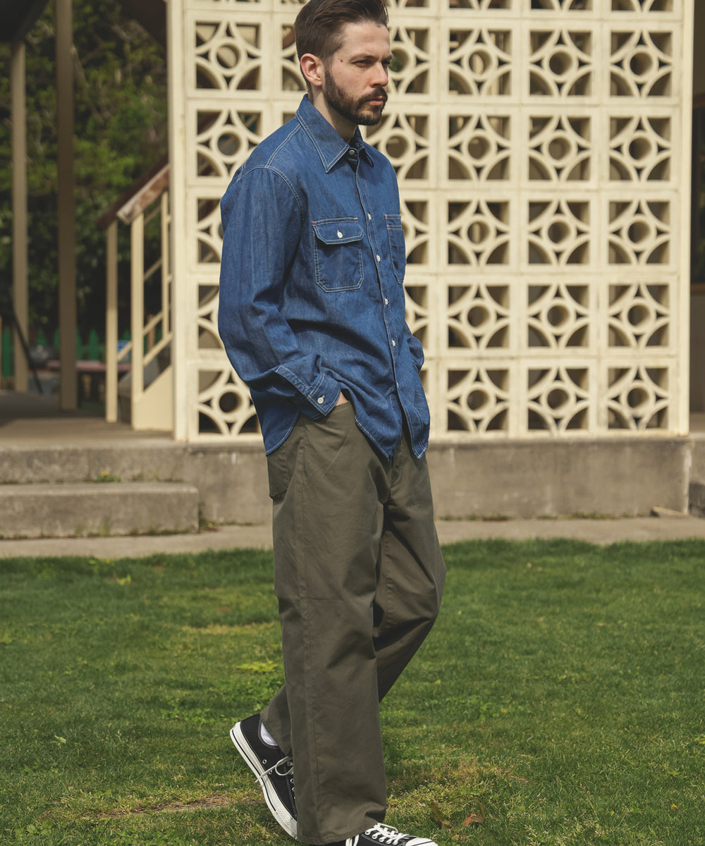6oz DENIM / BLEACH WASH SERVICEMAN SHIRT / M253105