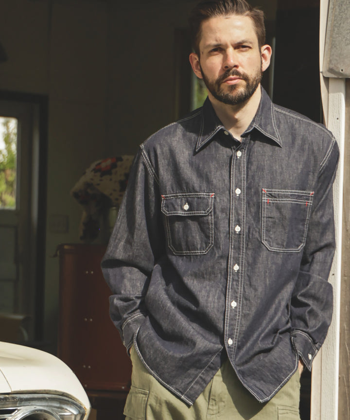 6oz DENIM / RINSE WASH SERVICEMAN SHIRT / M253104