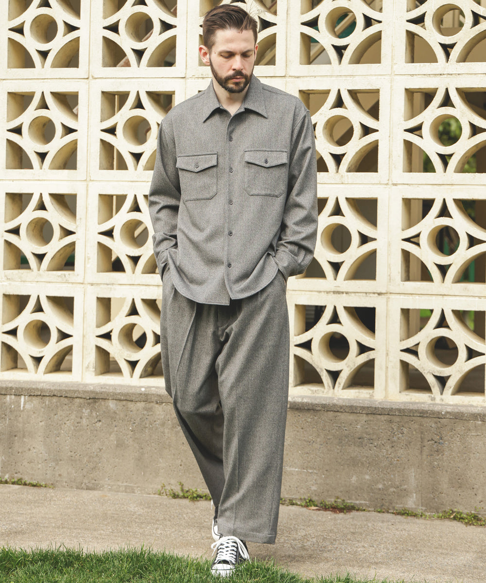 PEACHSKIN STRETCH GABARDINE / 2TACK WIDE EASY PANTS / M253119