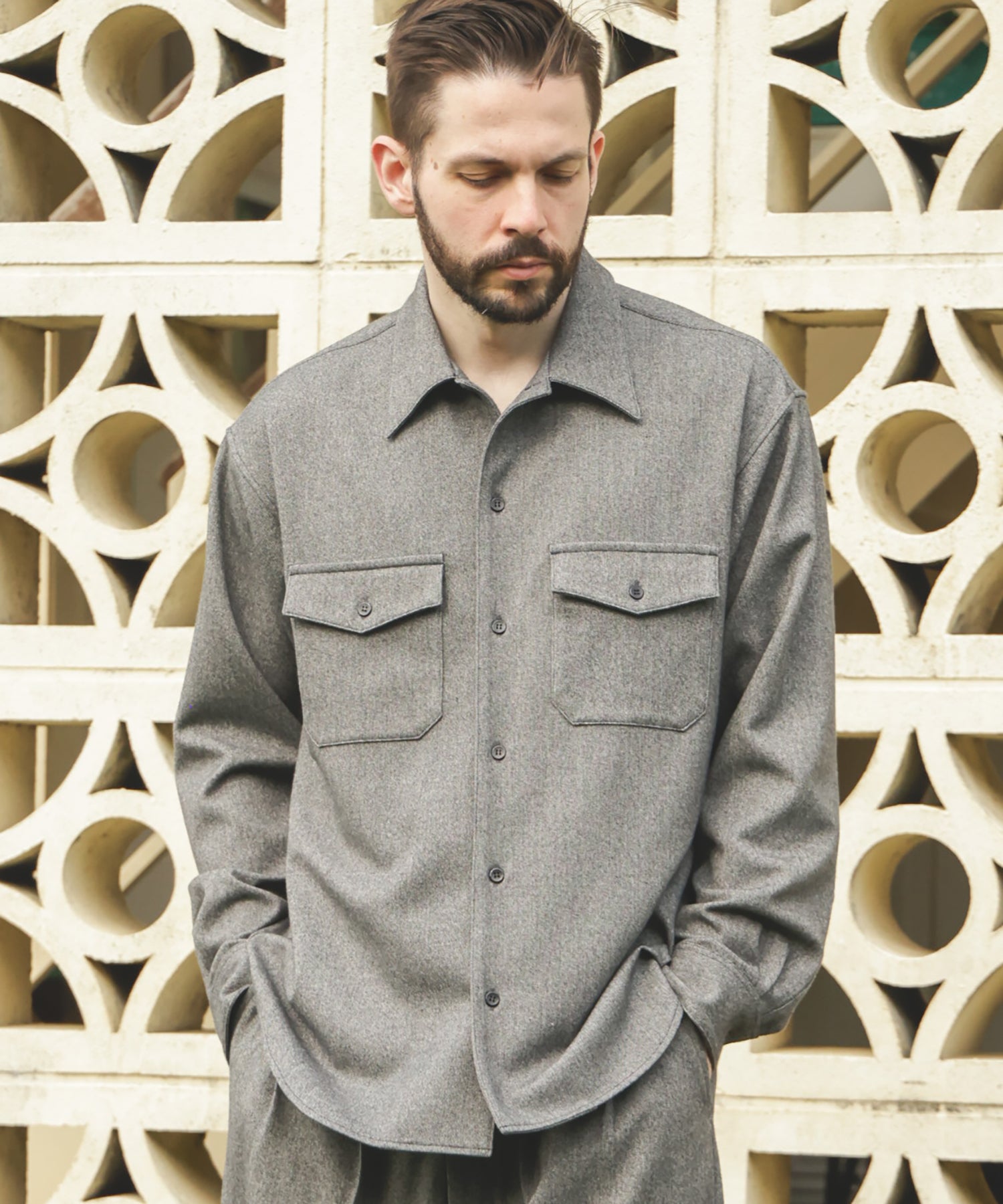 PEACHSKIN STRETCH GABARDINE / CPO SHIRT / M253118