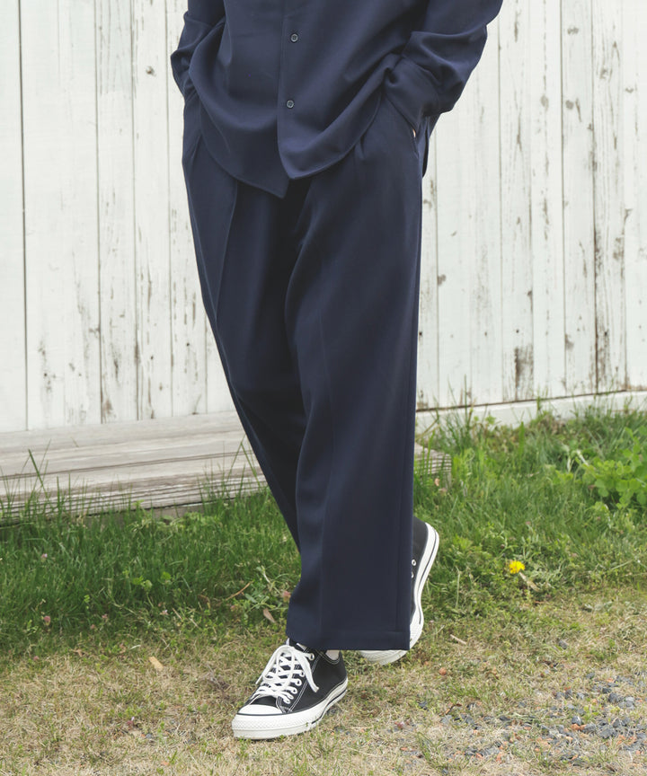 PEACHSKIN STRETCH GABARDINE / 2TACK WIDE EASY PANTS / M253119