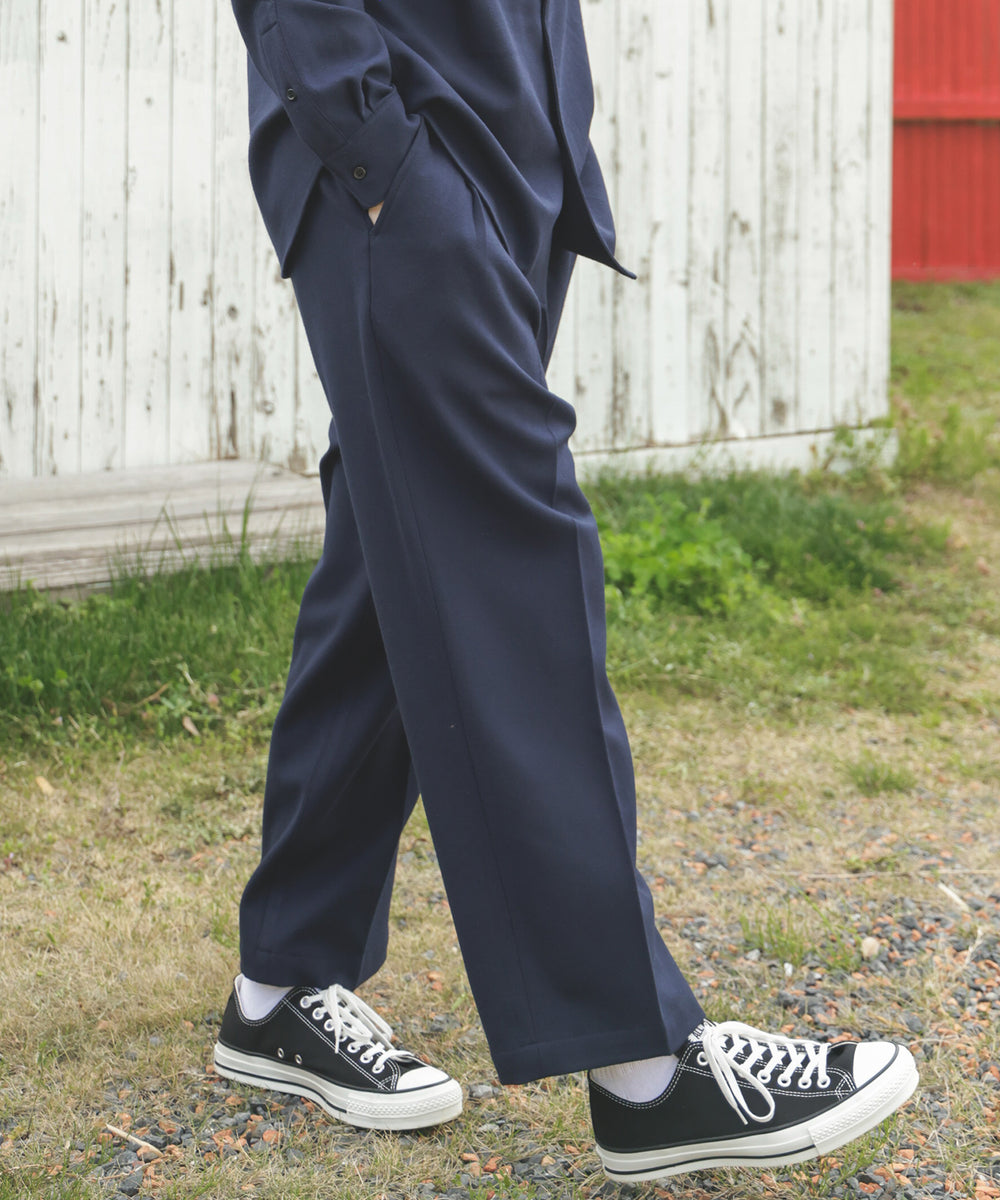 PEACHSKIN STRETCH GABARDINE / 2TACK WIDE EASY PANTS / M253119