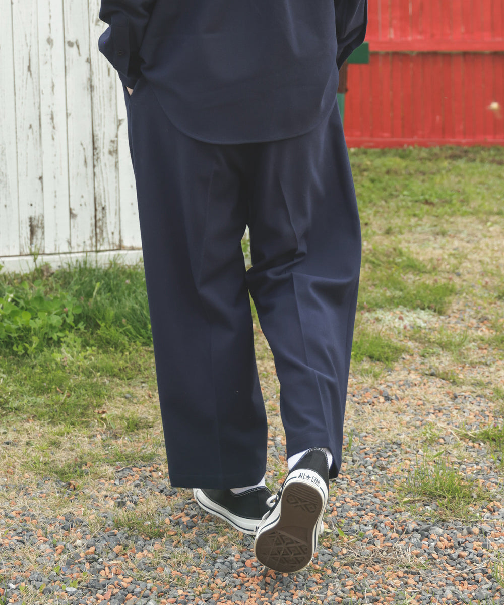 PEACHSKIN STRETCH GABARDINE / 2TACK WIDE EASY PANTS / M253119