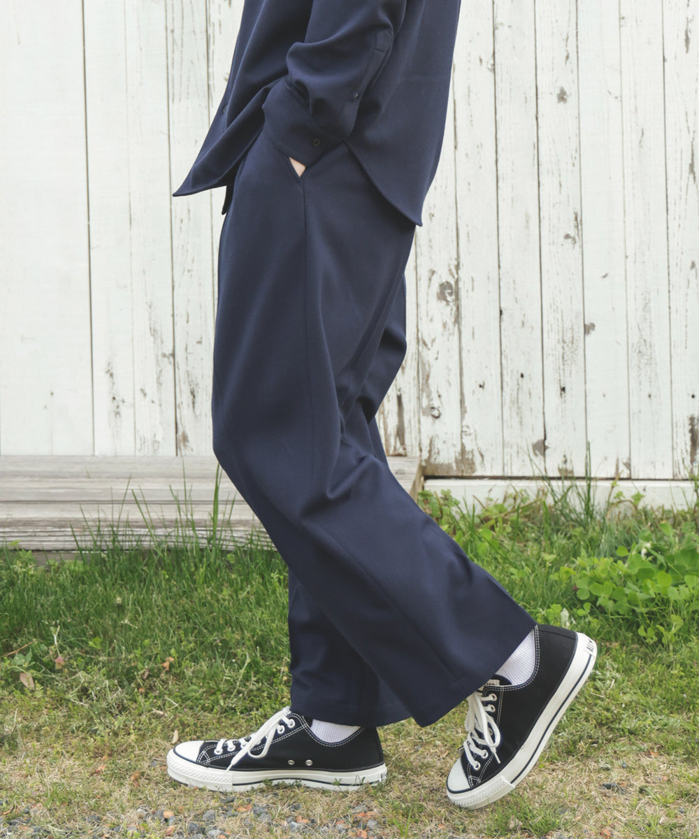 PEACHSKIN STRETCH GABARDINE / 2TACK WIDE EASY PANTS / M253119
