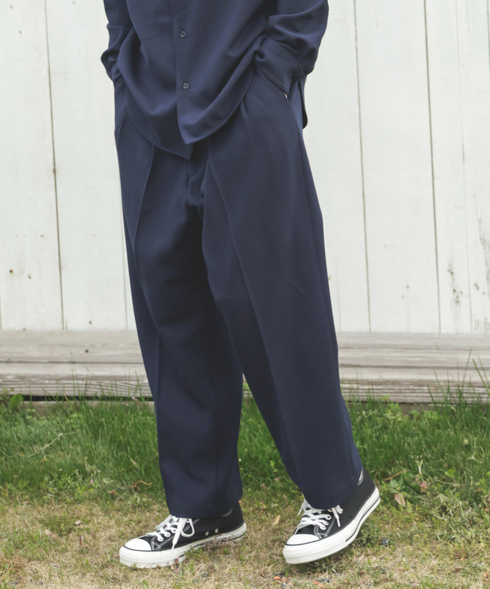 PEACHSKIN STRETCH GABARDINE / 2TACK WIDE EASY PANTS / M253119