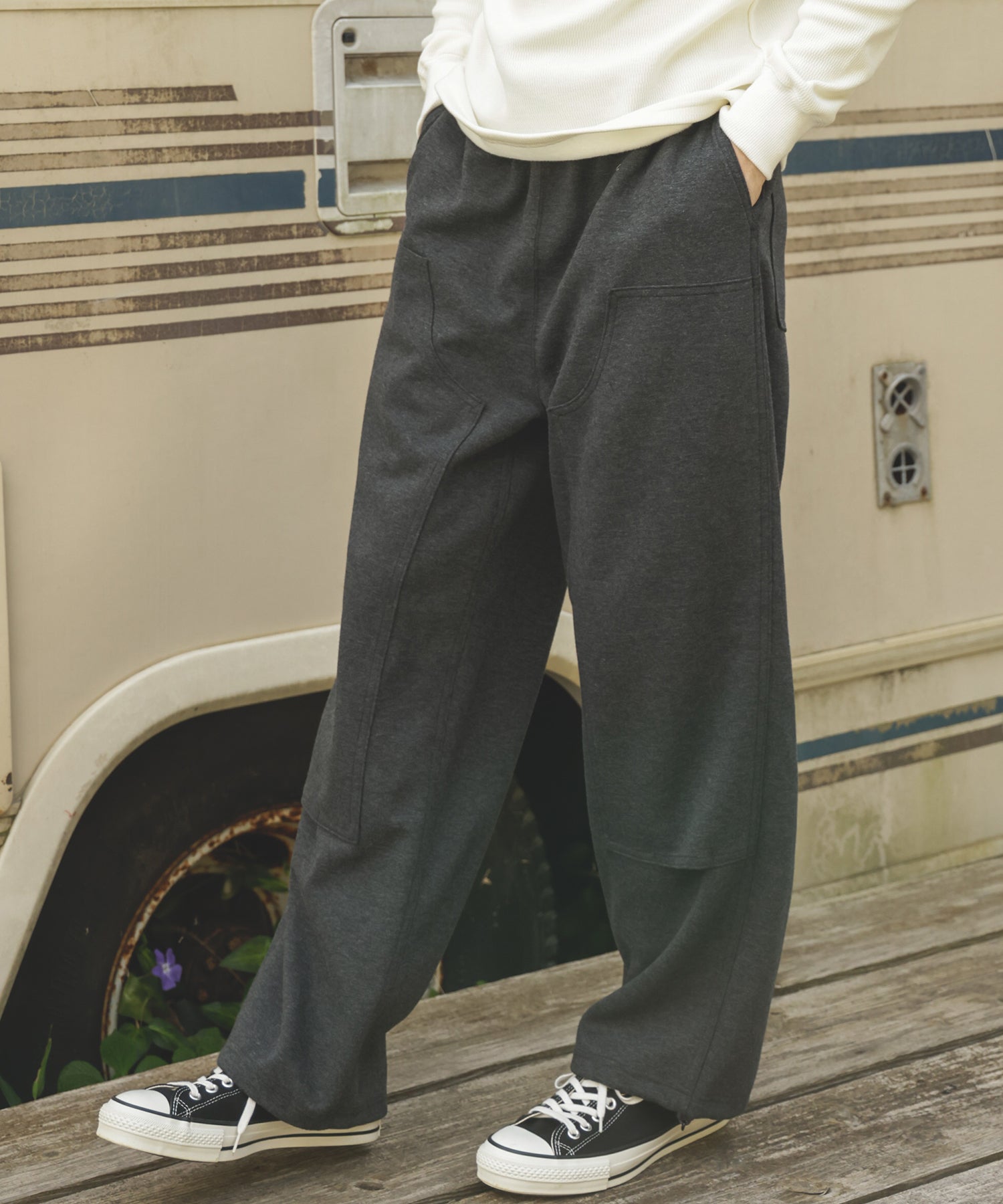 NEEDLE PUNCH KNIT / DOUBLE KNEE EASY PANTS / M253133