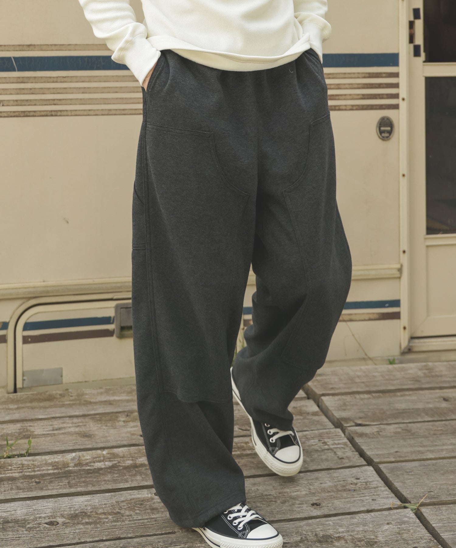 NEEDLE PUNCH KNIT / DOUBLE KNEE EASY PANTS / M253133