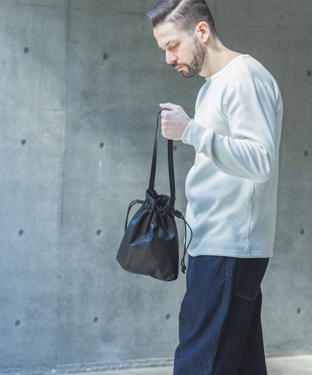 IMPERMA-LEATHER / WATER PROOF LIGHT LEATHER / DRAWSTRING BAG / ME698