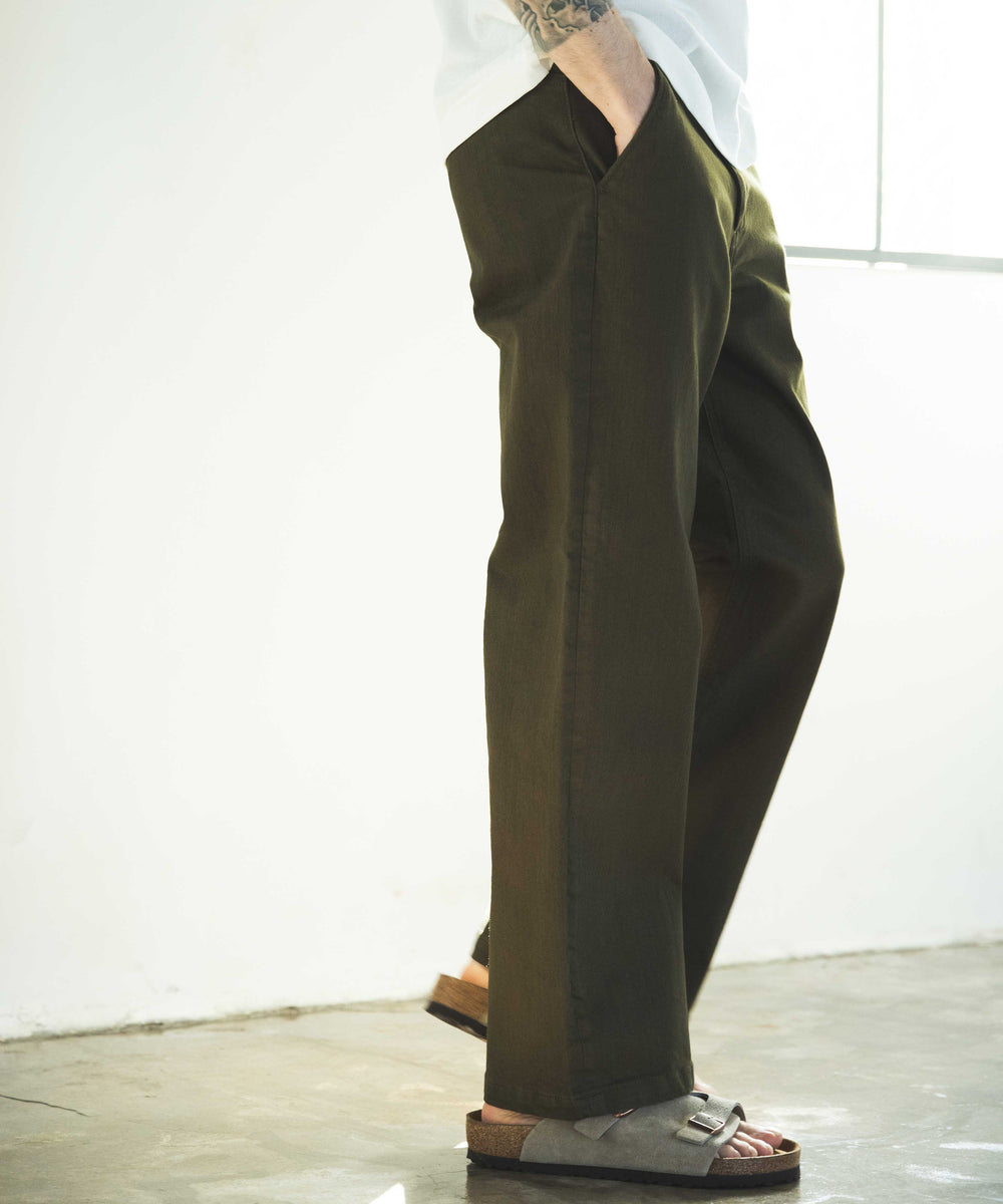 SUPER STRETCH DENIM / SILICON DYED WIDE STRAIGHT PANTS / M233107