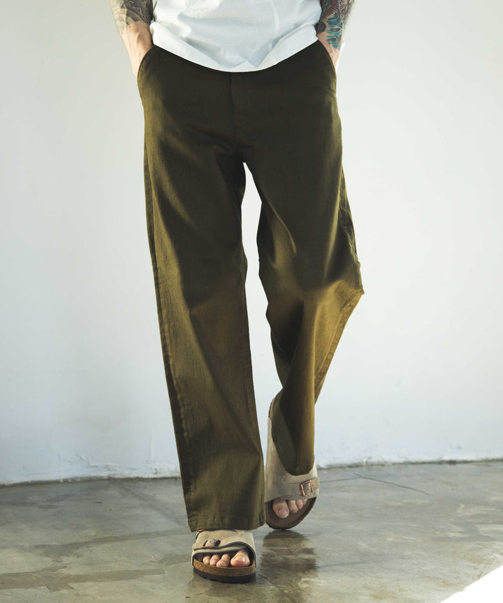 SUPER STRETCH DENIM / SILICON DYED WIDE STRAIGHT PANTS / M233107