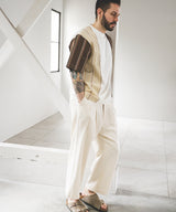 MIX MATERIAL / MULTI STRIPE HYBRID T-SHIRT