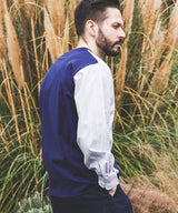 MIX MATERIAL / MULTI STRIPE HYBRID SHIRT